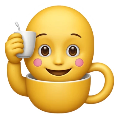  a yellow emoji face that is holding the cup beside the face sticker