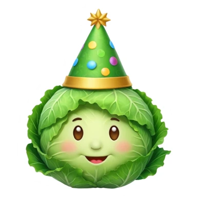 cabbage wearing party hat sticker