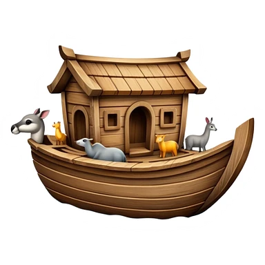 Wooden ark floating on water with animals peeking out sticker