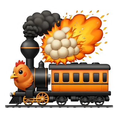 Chicken eating a train while exploding sticker