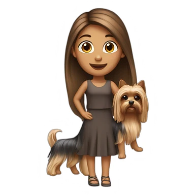 Lady—longhair-with-yorkie-on-hand sticker