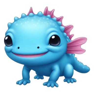 Bright blue axolotl cute and cartoon style  sticker