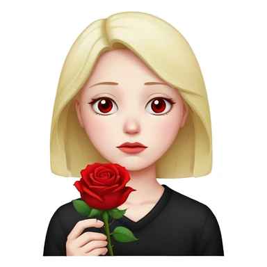 una faccina emoji triste che porge una rosa di fronte sticker