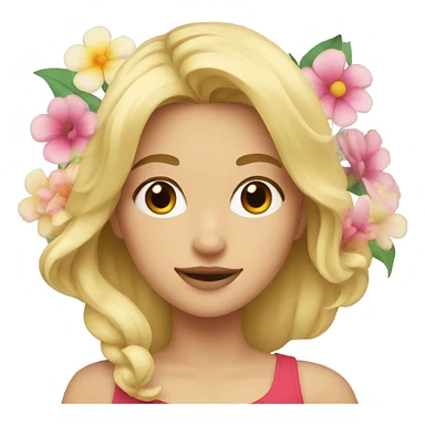 Blonde girl with flowers sticker