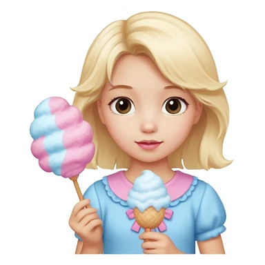 cotton candy holding blonde girl kid sticker