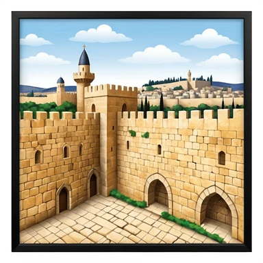 emoji highlighting the old city wall of Jerusalem with Jerusalem stone sticker