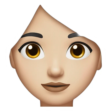 white girl with black hair, brown eye, blush on the cheeks sticker