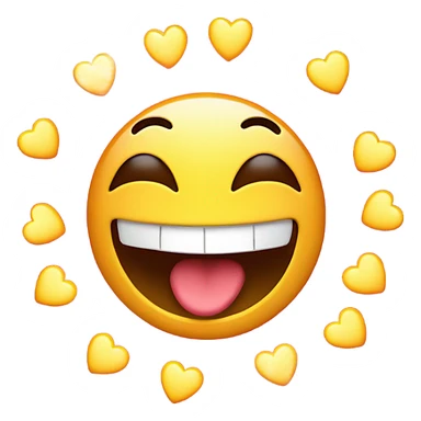 Laughing face with glowing eyes and 5 hearts sticker