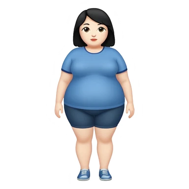 Fat white woman. Full body. Black hair sticker