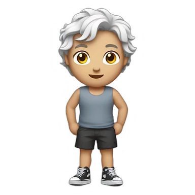 White with short wavy hair skater gut sticker