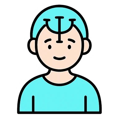 Discord role icon for 'pacientas' patient of a psychiatric clinic, #6fe8f3 color, soft friendly look, simple face or figure, easy to recognize at small size sticker