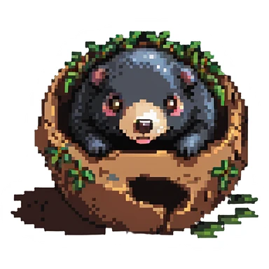 pixel art of a mole peeking out of the earth sticker