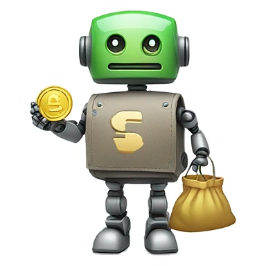 cute robot with coin bags sticker