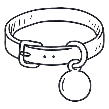 hand drawn outlined dog collar icon sticker