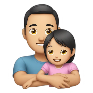 asian man babysitting an asian 2 year old girl sticker