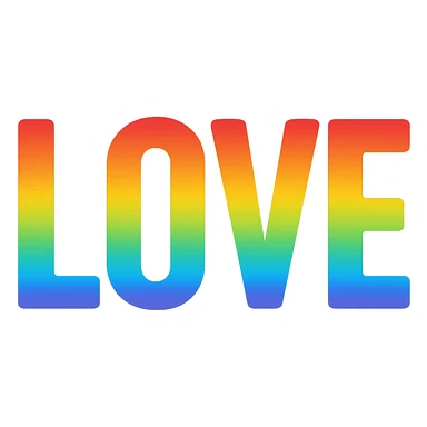 the word LOVE in rainbow gradient letters sticker