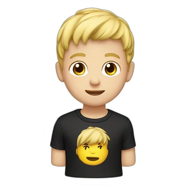 blond boy - cap  - hair short - shirt black sticker