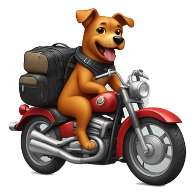 red dog with a backpack rides a motorcycle sticker