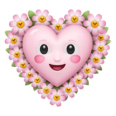 Emoji white heart with pink flowers sticker