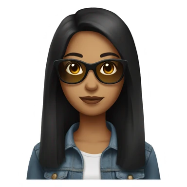 girl with sunglasses black long hair, brown eyes  sticker