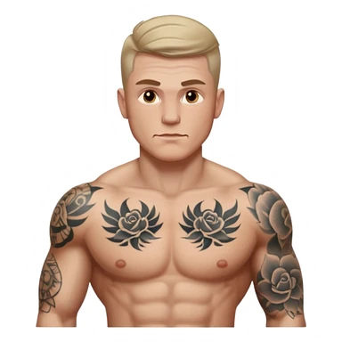 tattoo man, white skintone, more highlight the tattoo, body builder, tatto on fully chest, more tattoos. sticker