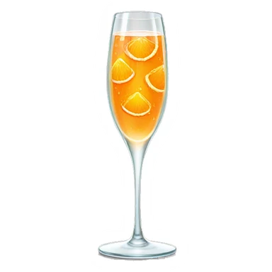 champagne glass with orange fruit sticker