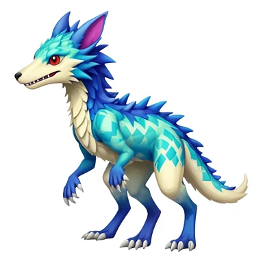 a colorful edgy cute vernid-sergal-fionbri-creature with splash patterns full body sticker