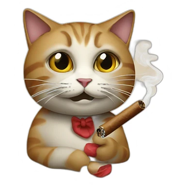cat smoking a cigar sticker