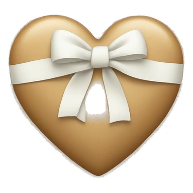 tan heart with a white bow on the right side sticker
