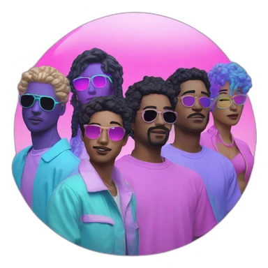 Vaporwave group of people  sticker