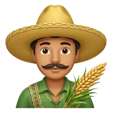 Campechano con una ramita de trigo en la boca sticker