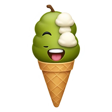 An olive eating ice cream sticker