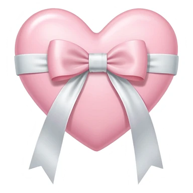 Light pink heart with white ribbon bow sticker