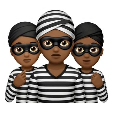 3 theif robbers emoji,Stripped shirt,eye mask, black head. sticker
