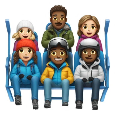 Six people on a ski chairlift sticker