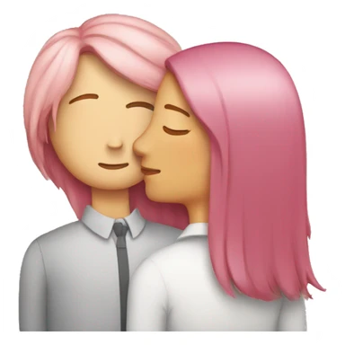 white woman with pink straight hair kissing with a white man with brown hair sticker