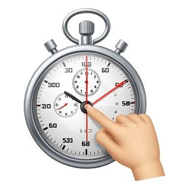 Stopwatch showing 1 minute and 58 seconds, hands pointing just before the 2-minute mark, symbolizing the two-minute rule in productivity sticker