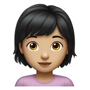 small girl with black hair with iphone sticker