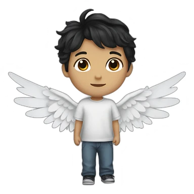 white 2 year old black hair gabriel with wings sticker