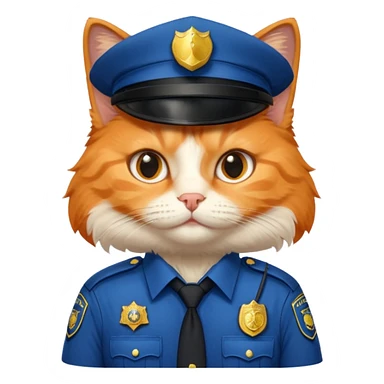 oranh fluffy cat - police officer sticker
