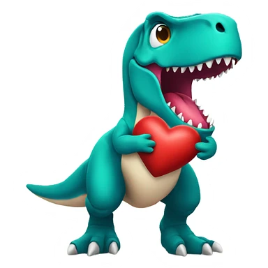 A t-Rex holding a heart  sticker