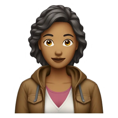 brown woman wearing casual clothes sticker