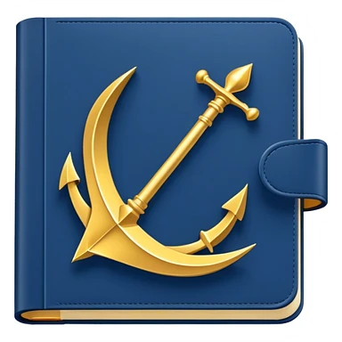 Un libro azul navy con detalles dorados, bordes metálicos y un engranaje dorado con una flecha ascendente en la portada, irradiando productividad, estrategia y éxito en movimiento sticker