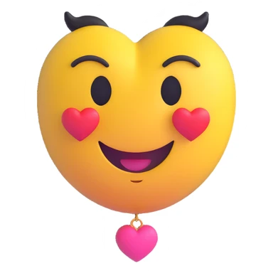 3D smiley emoji, large eyelashes, girly, heart-shaped earrings, smiling sticker