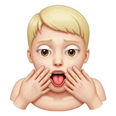 Face choking itself out with its hands on its neck, tongue stinking out and eyes rolling back sticker