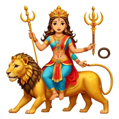 Divine Mother Durga & Lion in traditional pose. sticker