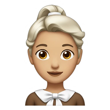 Girl with brown ponytail and white hairbow sticker