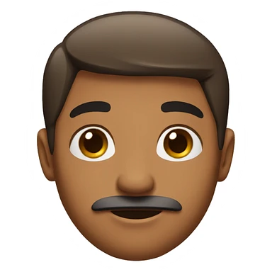 a brown skin face and a short black hair and honey eyes and thin mustache sticker