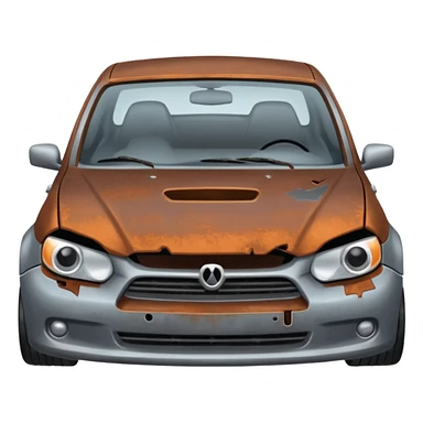 carro dañado con capo asia arriba que se vea el motor sticker