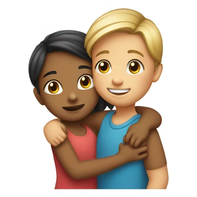 smiling girls with boy hug sticker